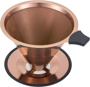 Pour Over Coffee Dripper Stainless Steel Drip Cone Brew Coffee Filter, Reusable - Picture 1 of 12