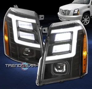 For 2007-2014 Cadillac Escalade HID LED Tube Projector Headlights Headlamp Black - Picture 1 of 12