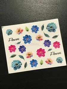 Watercolour Floral Nail Art Water Transfer Decal Stickers Rose Poppy Peony AU - Picture 1 of 11