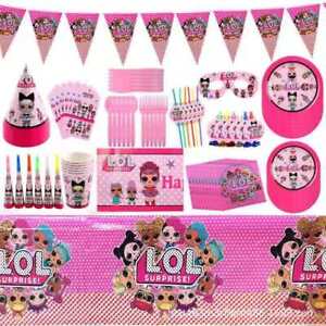 LOL Suprise Party Supplies Foil Balloons Kids Birthday Decoration Tableware Hats
