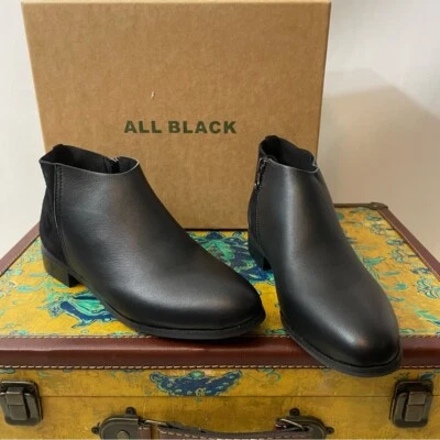 All Black Women's Sleek Mix Black Zip up Leather Booties Boots Size 35 or 5 - Image 1 of 4