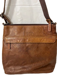 Jack Georges Brown Voyager Slim Crossbody Bag Purse - Picture 1 of 13
