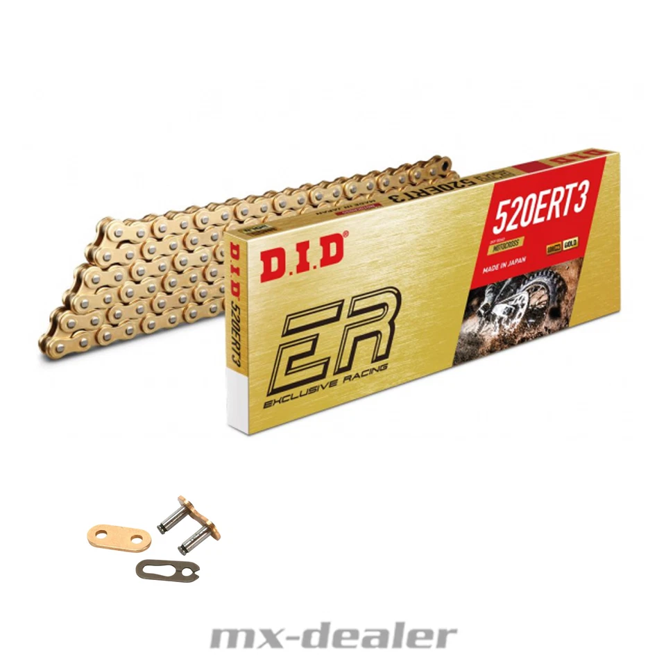 DID 520 ERT3 Kette Gold verstärkt G&G 118 Glieder offen Clipschloß ERT 3 MX - Bild 1 von 4
