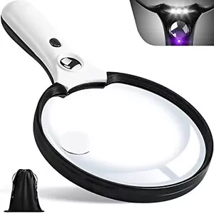 Large Magnifying Glass with Light, 10X 20X 45X Handheld with 3 LED Lights 1UV16 - Picture 1 of 10