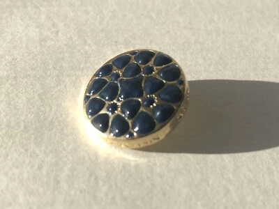St.John Vintage replacement button 24KGold/Rhodium Deep Blue Enamel7/8”rnd nwt - Image 1 of 4