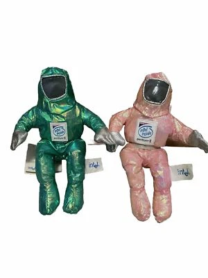 Intel 9” Bunny People Pentium ll 2 Plush Iridescent Green & Pink New With Tags - Image 1 of 2