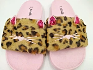 Kids Leopard, Cat Fur Slides Size 2-3 - Picture 1 of 7