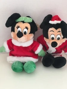 Disney 14" Mickey Santa & 12" Minnie Mrs Clause Christmas Plush With Tag EUC - Picture 1 of 10
