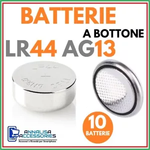 10 BATTERIE A BOTTONE LR44 AG13 LR1154 A76 PILA PILE ALCALINE 1.5 V LR 44 AG 13 - Picture 1 of 3