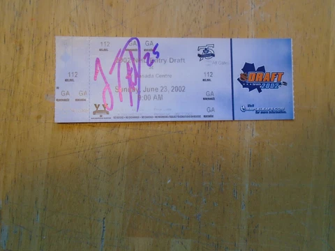 2002 NHL Autographed Draft Ticket by Jevon Desaultels  (Washington Capitals) Cover