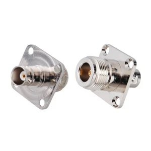 5-Pack N Type Female to BNC Female 4 Hole Flange Mount Coaxial Connector Adapter - Picture 1 of 4