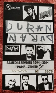DURAN DURAN TICKET BILLET INVITATION CONCERT PARIS ZENITH LE 05 FEVRIER 1994 - Picture 1 of 2