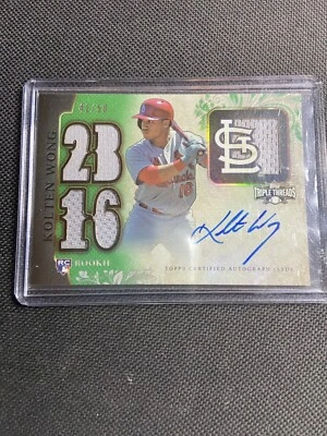 Kolten Wong 2014 Topps Triple Threads relíquias verdes autógrafo/50 novato - Imagem 1 de 3