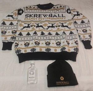 Skrewball Peanut Butter Whiskey XL Sweater  Knit Hat Hand Sanitizer Christmas  - Picture 1 of 11