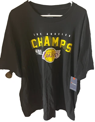全新 Fanatics L OS ANGELES CHAMPS LAKERS 100% 棉黑色衬衫 尺寸 3-4XL — 第 1/4 张图片