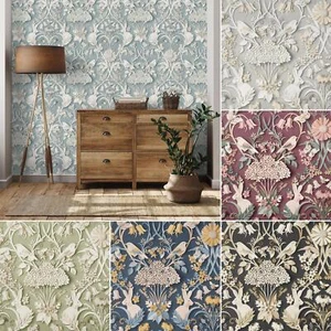 Fine Decor Dimensions Woodland Animals Flowers Wallpaper 3D Effect Damask Colors - Picture 1 of 43