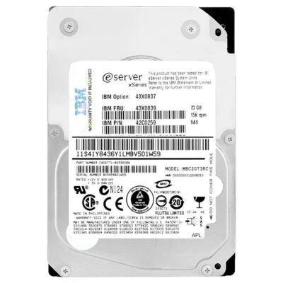 Disco Rigido IBM 73GB MBC2073RC 15000 RPM SAS 2.5 Pollici 42C0259 43X0839 - Immagine 1 di 4