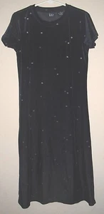 girls size small BLACK PURPLE VELVET DRESS silver stars GAP CHRISTMAS short slee - Picture 1 of 2