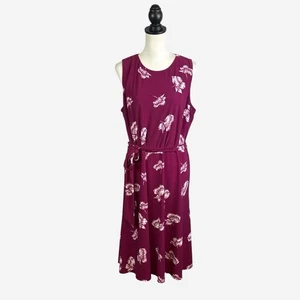 Lauren Ralph Lauren Fit & Flare Midi Dress Size 18 Belted Floral Print Stretch  - Picture 1 of 12