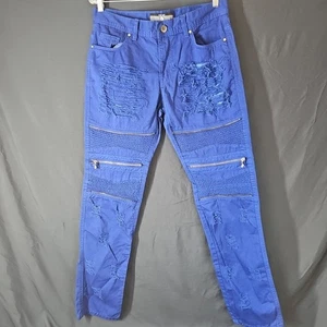 focus mens brand pants 34×34 Blue Distressed Ripped Look Zippers - Picture 1 of 13