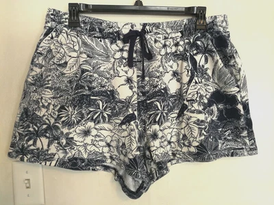 Old Navy Womens Shorts XL Floral Blue White Stretch Pull On Drawstrings Pockets - Image 1 of 4