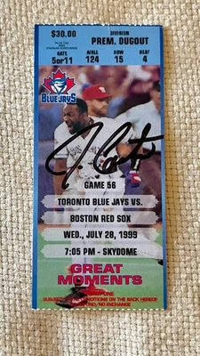 Joe Carter - 1999 Blue Jays Great Moments World Series Auto Signed Ticket Stub - Image 1 of 2