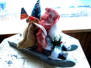 ZWILLINGE FEDERBÄUME Belsnickel WEIHNACHTSMANN 1989 alte Welt viktorianische primitive Volkskunst - Bild 1 von 9