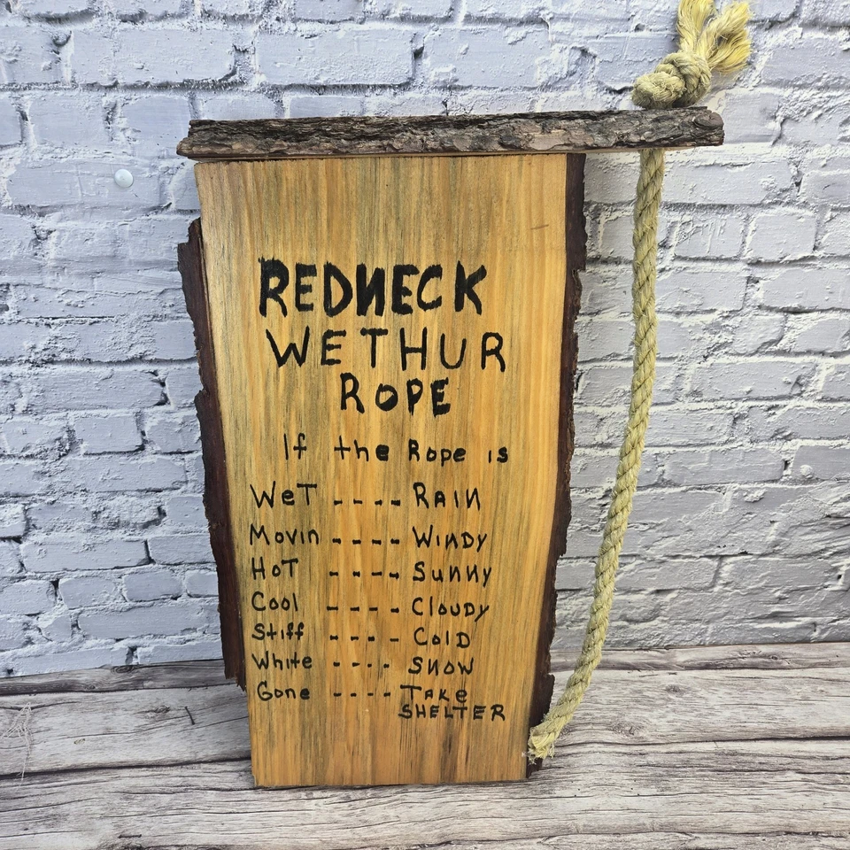 Cuerda climática de madera hecha a mano cuello rojo novedad divertido letrero regalo cabaña albergue Foto 1 de 4