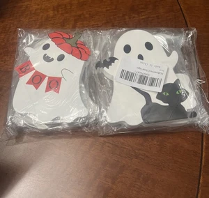 4 Piezas Decoraciones de Halloween Interior, Lindo Fantasma Halloween Decoración de Mesa, Madera - Imagen 1 de 2