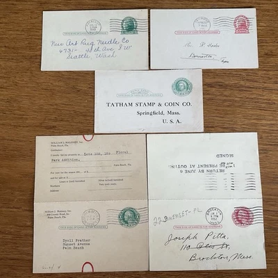 Lot~8 US postal cards~1914-2008~UX30~Jefferson~Die II+paid reply~UY13~Washington - Image 1 of 4