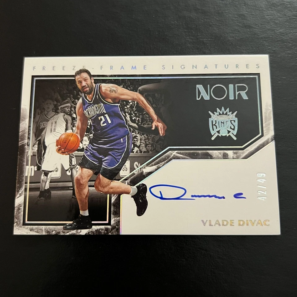 2019-20 Panini Noir Freeze Frame Signatures Auto Vlade Divac /49 Kings - Image 1 of 2