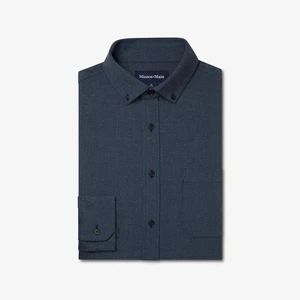 Mizzen+Main City Flannel No Tuck Large Trim Fit Performance Shirt Navy Heather - Picture 1 of 8
