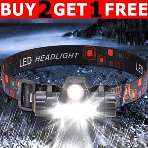 USB Wiederaufladbare Stirn Stirn Stirn Licht LED Rotation Wasserdicht Stirnlampe Taschenlampe - Bild 1 von 11