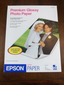 Epson Premium Photo Paper PREMIUM GLOSSY (8.5x11 Inches, 20 Sheets) (S041286) , - Picture 1 of 3
