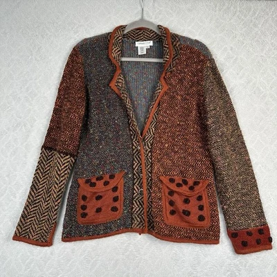 Chaqueta Blazer Coldwater Creek Tejida Para Mujer M Estampado Mixto Lagenlook Artística Bohemia Foto 1 de 4