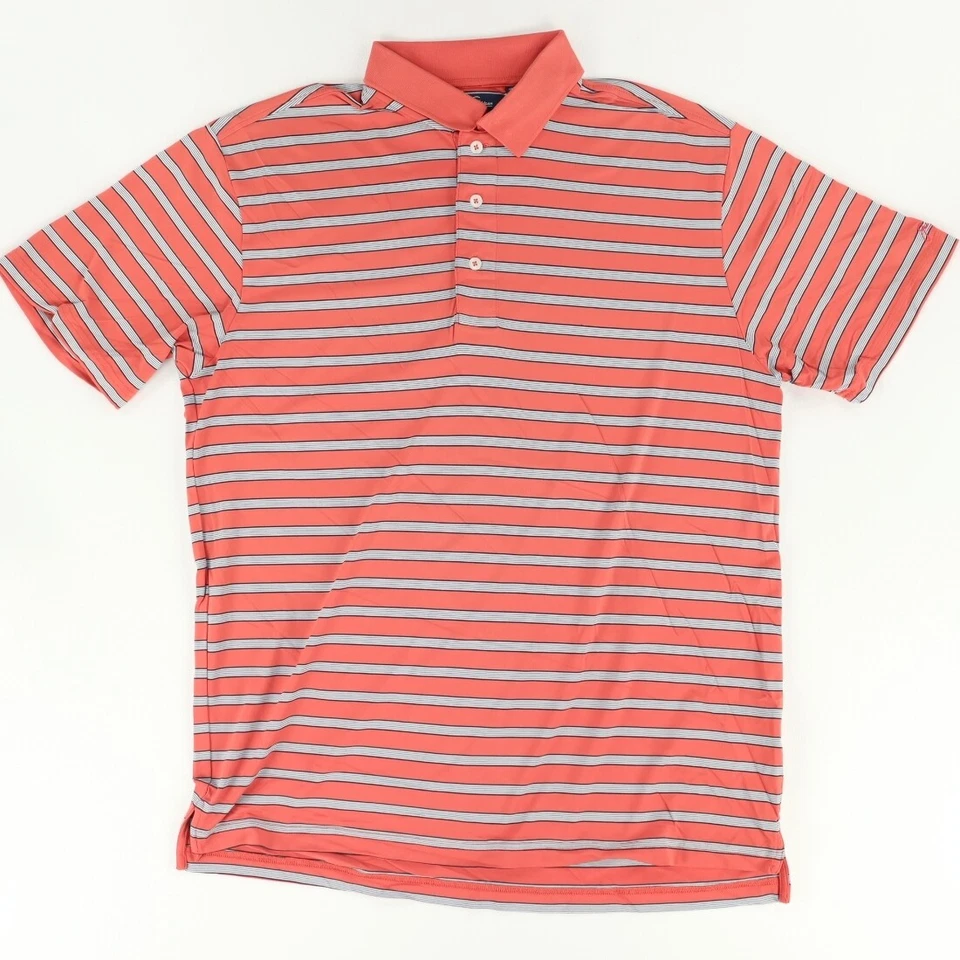Jack Nicklaus Dry Range Stretch Nylon Striped Golf Polo Shirt Orange Men's L - Image 1 of 4