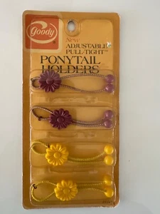 Vtg 80s Hair Tie Ponytail Holders GOODY adjustable Twin Bead Knockers USA 1982 - Picture 1 of 2