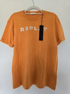 Replay Ladies Orange Off Grid Reflect Logo T-shirt Sz Small - Picture 1 of 5