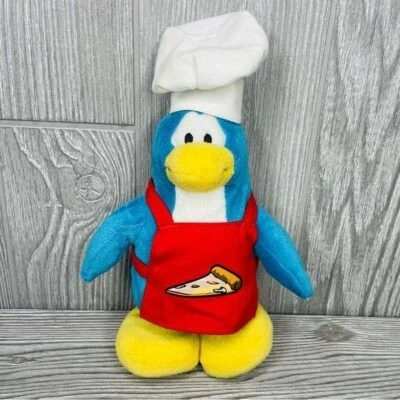 Disney Club Penguin Plush Pizza Chef Blue Stuffed Animal 8" stuffed animal - Image 1 of 4