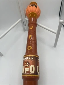 Harpoon UFO Pumpkin Ale 'Figural Pumpkin' Halloween Wood Beer Bar Tap Handle 16" - Picture 1 of 7