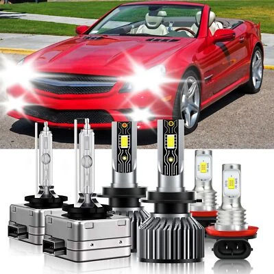 For Mercedes-Benz SL550 2009-2012 HID LED Headlight Bulb High Low Beam+Fog Light - Image 1 of 4