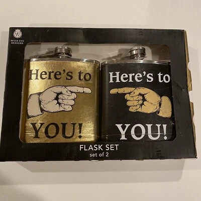 Juego de 2 frascos dorados y negros Here's to You nuevos diseños de ojos salvajes 7 fl oz Foto 1 de 4