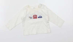John Lewis Baby White Basic T-Shirt Size 0-3 Months Crew Neck - Picture 1 of 12