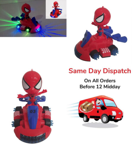 *SALE* Kart Spiderman Hero Lights Rotating Bump & Go Toy Stunt KidS Action Music