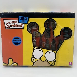 The Simpsons Chess Set Antiqued Metal-Style Boxed Complete 2005 - Picture 1 of 15