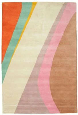 Dynamic Pink Hand-Tufted 100% Wool Soft Area Rug Carpet - Image 1 of 4