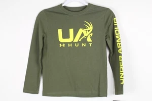 Under Armour Youth Hunt Graphic T Shirt Long Sleeve Marine OD Green - Picture 1 of 5