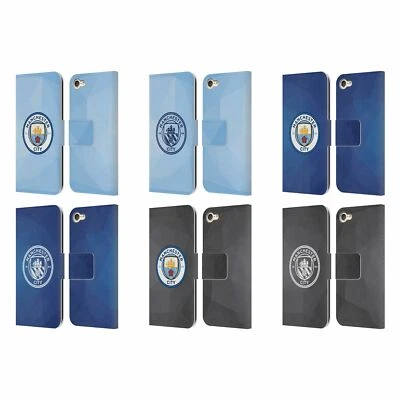 MAN CITY FC BADGE GEOMETRIC LEATHER BOOK WALLET CASE FOR APPLE iPOD TOUCH MP3 - Image 1 of 4