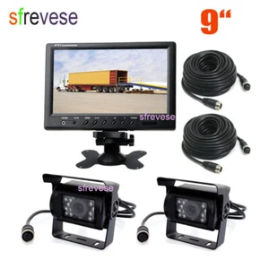 9" Car LCD Monitor Rear View Kit + 2x 18 IR Vehicle Reverse Backup Camera 12-24V - Picture 1 of 9