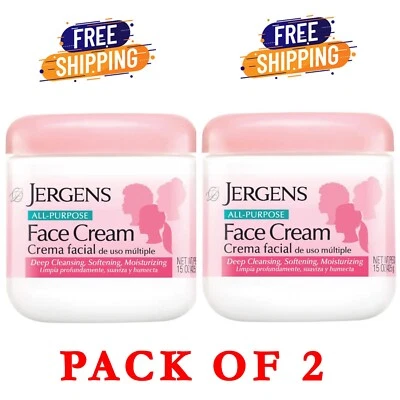(Paquete de 2) Crema facial multiusos Jergens, crema hidratante de limpieza profunda, loción para Foto 1 de 4